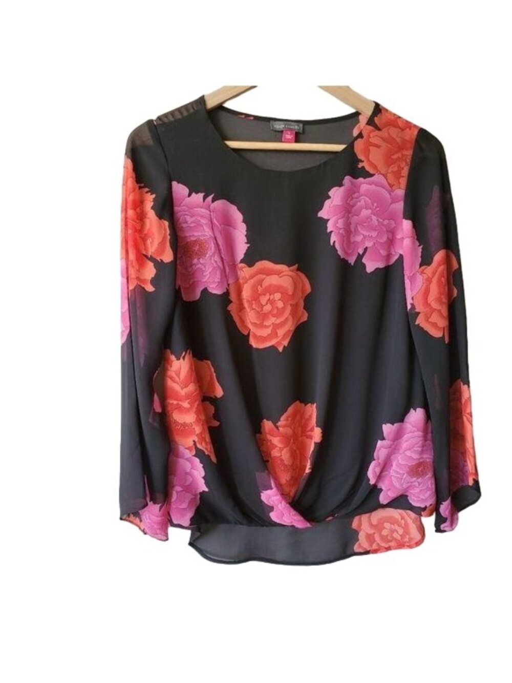 Vince Camuto Womens Floral Print Long Sleeve Flowy Blouse Size S